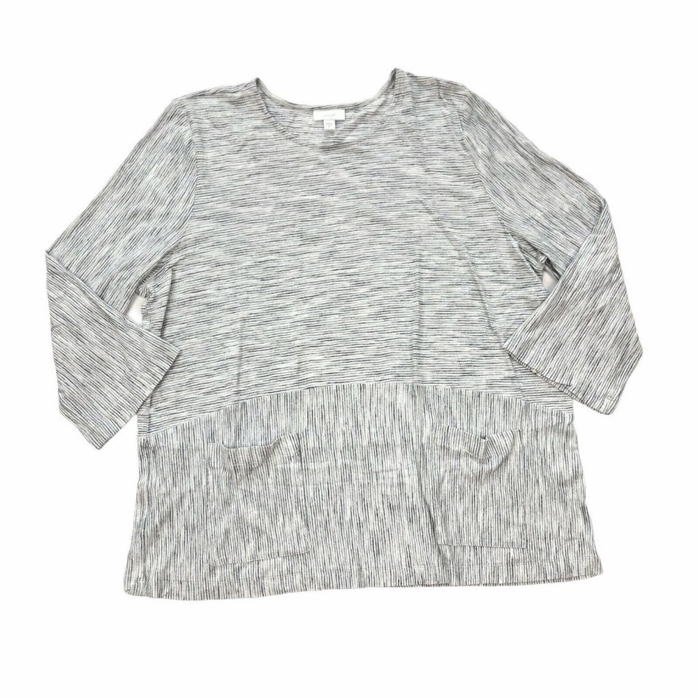 J. Jill Pure Jill Space Dyed Stripes A-Line Top